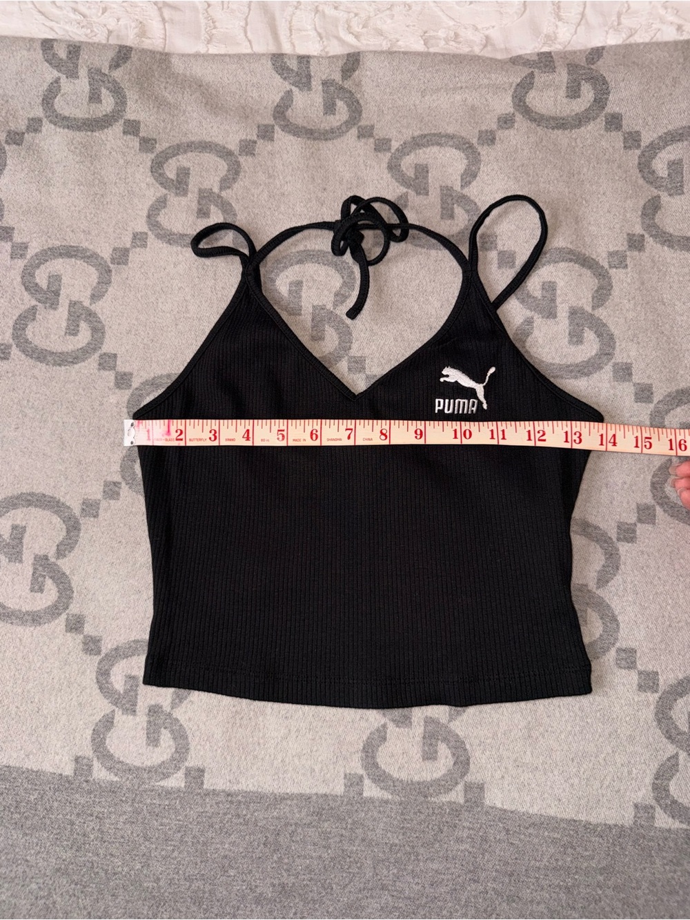 Puma Black Ribbed Cropped Tank - Picture 3 of 7